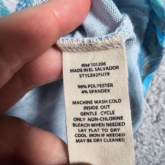 Soft Surroundings Shirt Womens Medium Blue‎ Green Aquaria Tunic Flowers - Picture 6 of 11